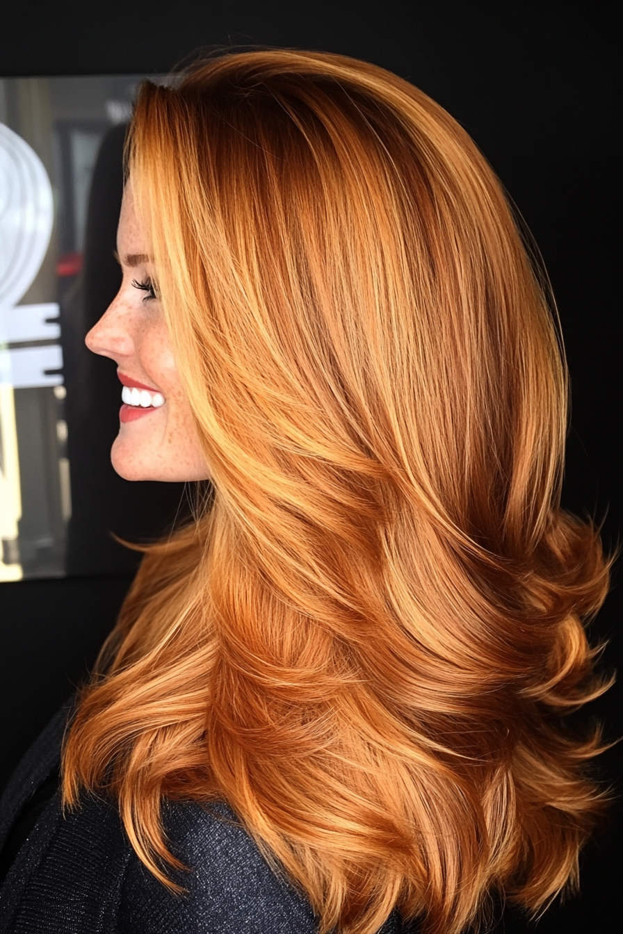 20. Golden Chestnut Waterfall Layers (Hairstyles For Thick Hair) - Hairstyles For Thick Hair