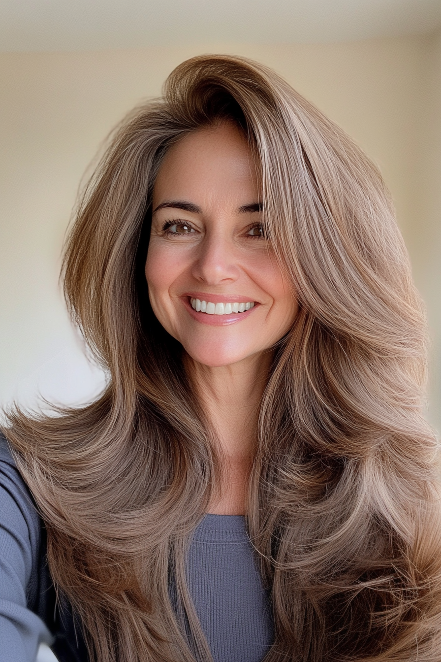 1. Soft Brown Layers (Long Layered Haircuts For Older Women) - Long Layered Haircuts For Older Women