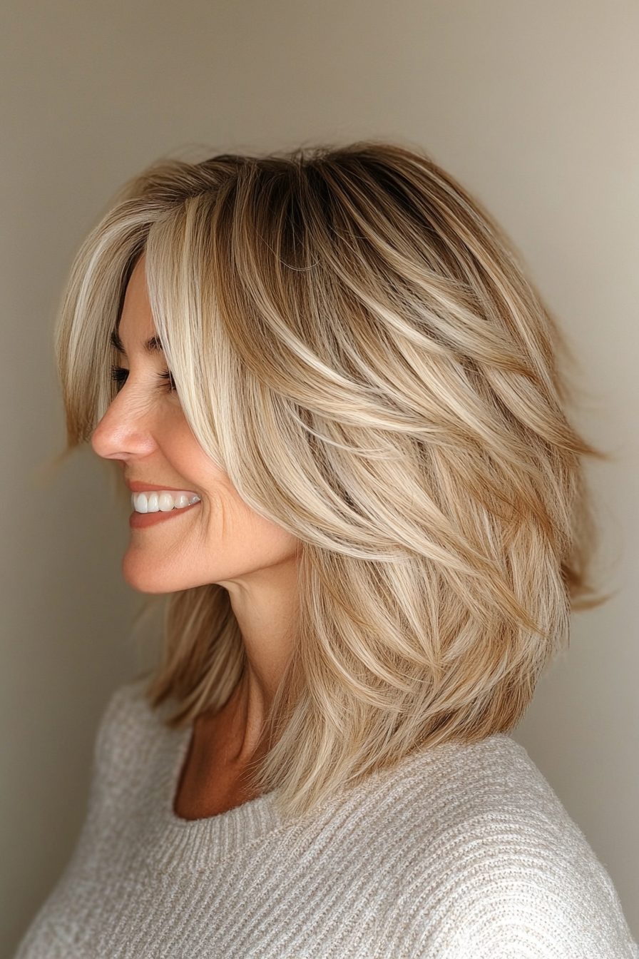 9. Honey Blonde Textured Stacked Bob (Stacked Haircuts For Older Women) - Stacked Haircuts For Older Women