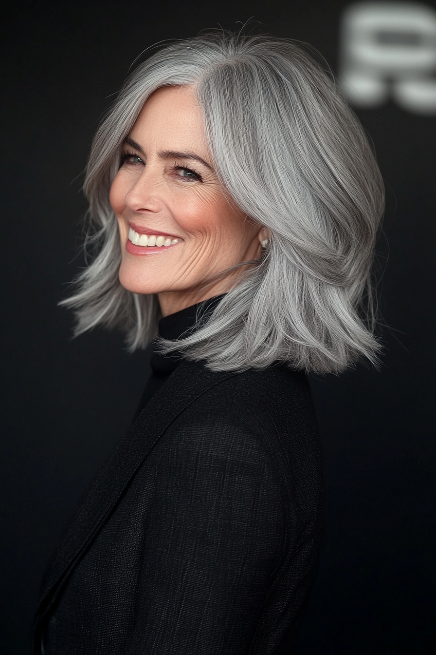 12. Natural Gray Inverted Stacked Cut (Stacked Haircuts For Older Women) - Stacked Haircuts For Older Women