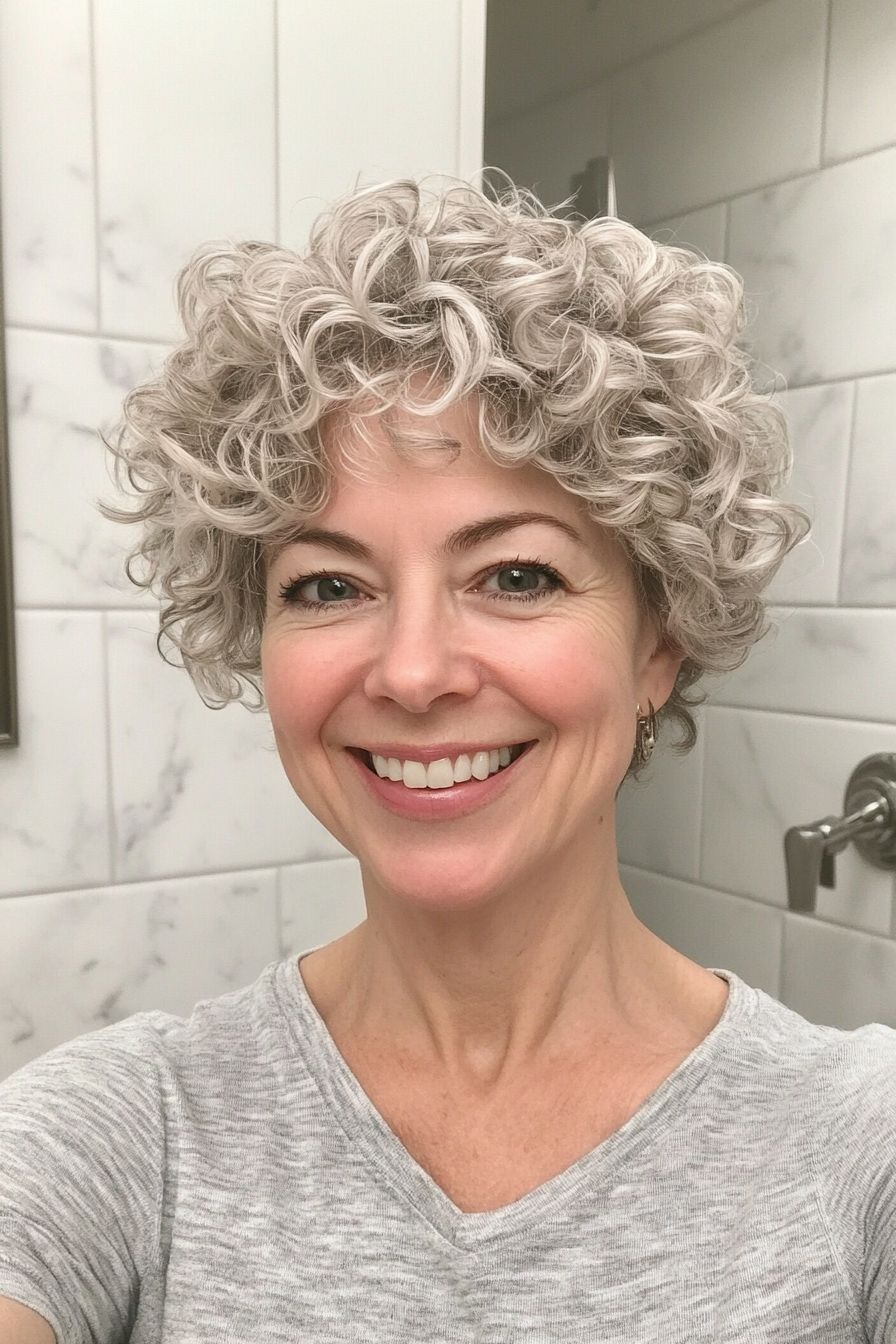 21. Light Ash Blonde Curly Pixie (Curly Pixie Haircuts For Women Over 60) - Curly Pixie Haircuts For Women Over 60