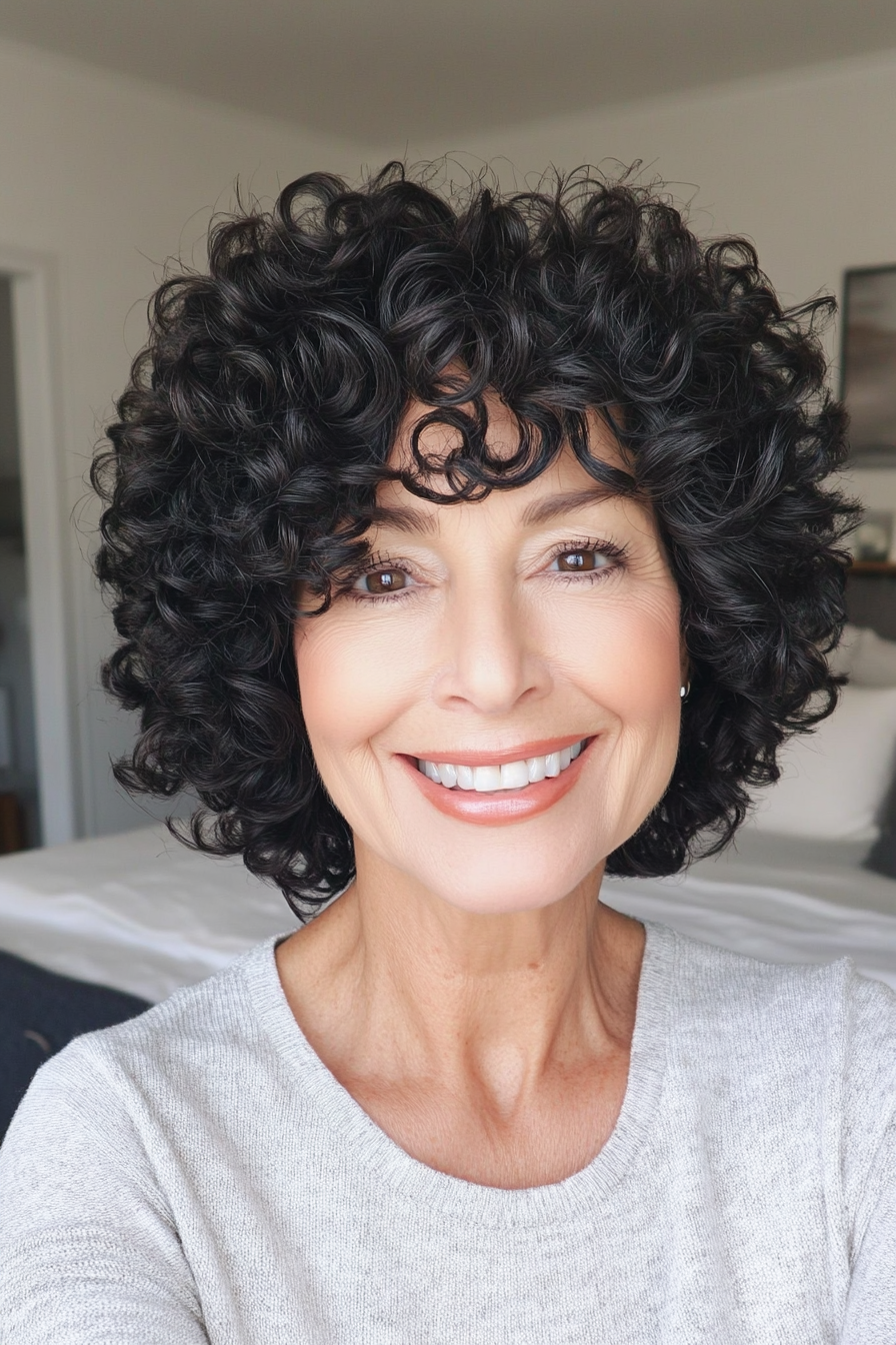 23. Textured Curly Pixie in Natural Black (Curly Pixie Haircuts For Women Over 60) - Curly Pixie Haircuts For Women Over 60