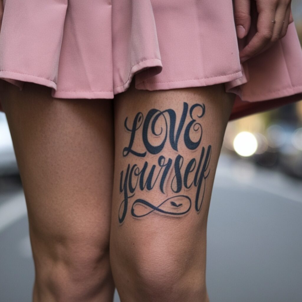 Love Yourself Over The Knee Tattoo