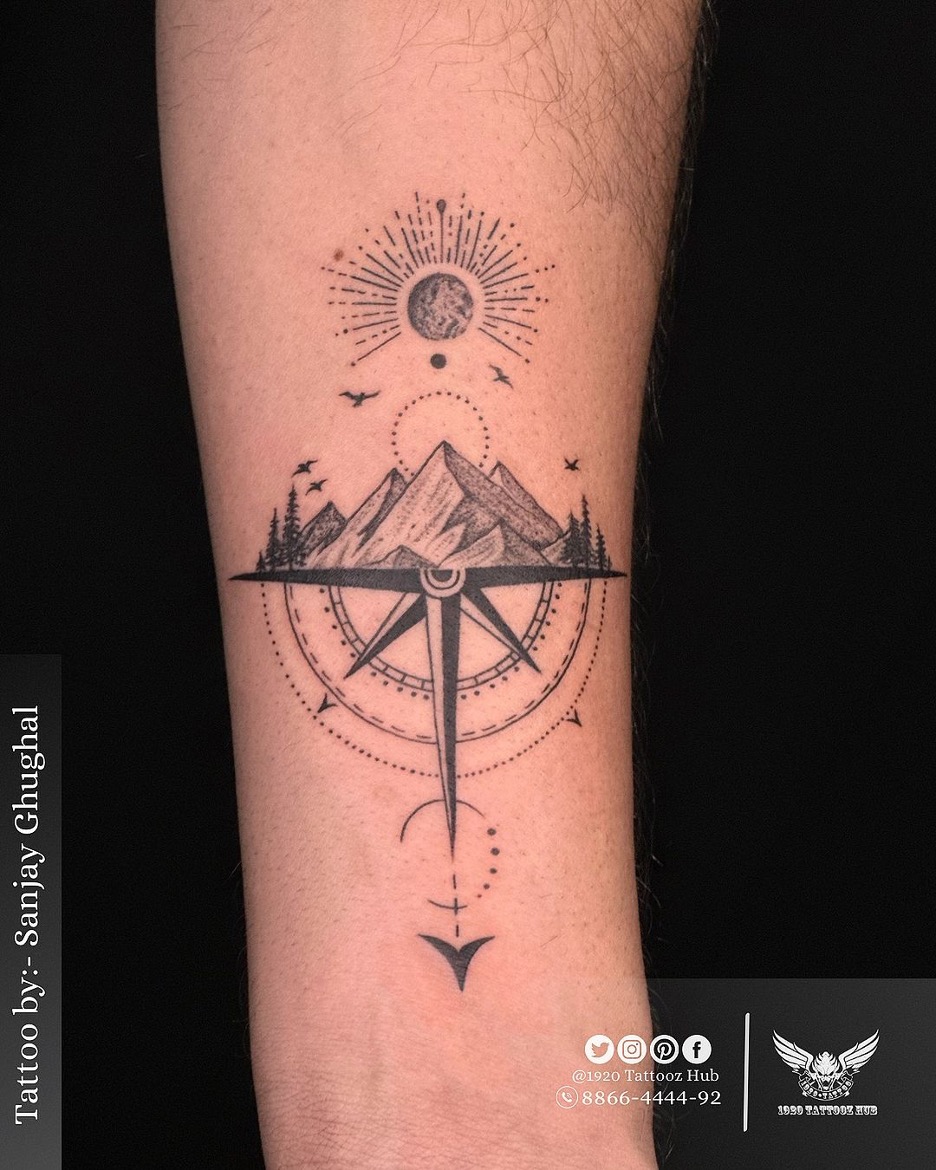 Sunrise Or Sunset Mountains Tattoo