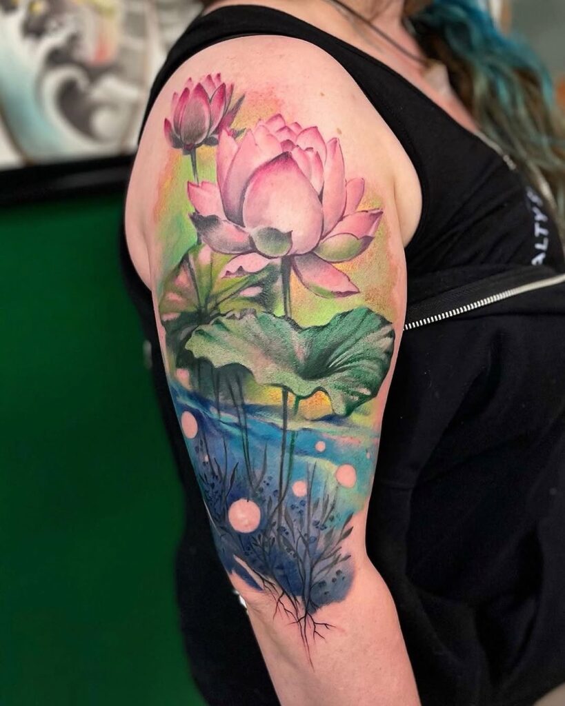 Watercolor Lotus Tattoo