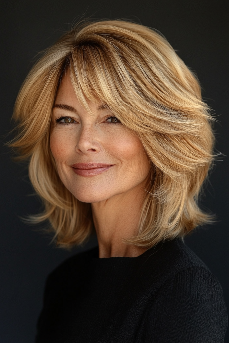 17. Soft Asymmetrical Crop in Warm Golden Blonde (Asymmetrical Haircuts For Older Women) - Asymmetrical Haircuts For Older Women