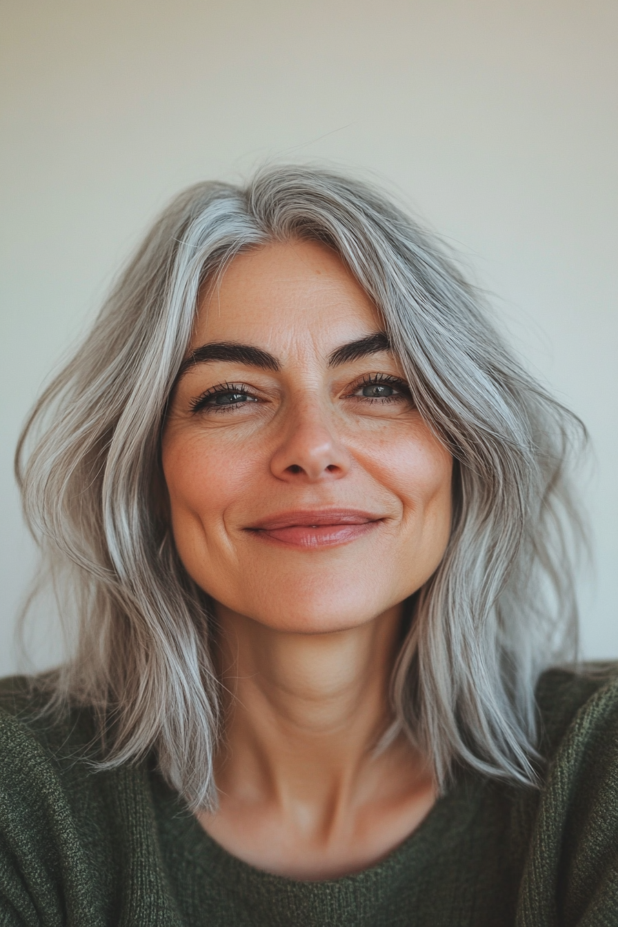 7. Tapered Neck-Length Cut with Natural Gray Glow (Classy Haircuts For Women Over 40) - Classy Haircuts For Women Over 40