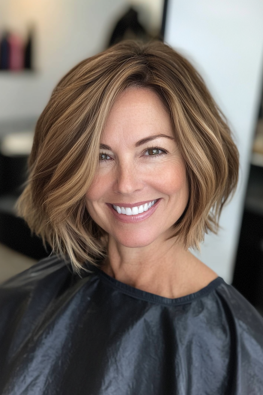 11. Soft A-Line Bob with Dark Golden Blonde Tint (Classy Haircuts For Women Over 40) - Classy Haircuts For Women Over 40