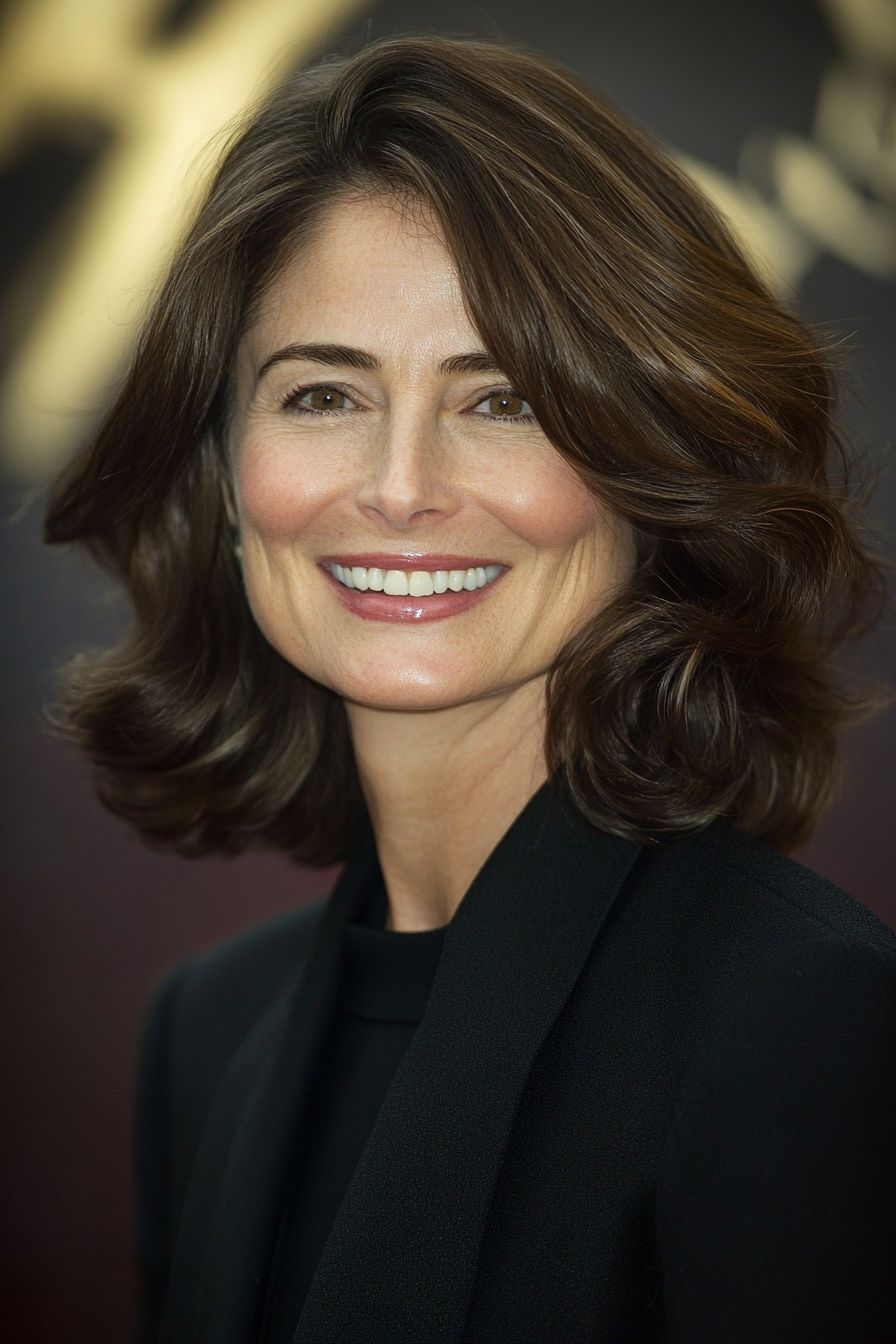 20. Classic Shoulder-Length Cut in Soft Mahogany (Classy Haircuts For Women Over 40) - Classy Haircuts For Women Over 40