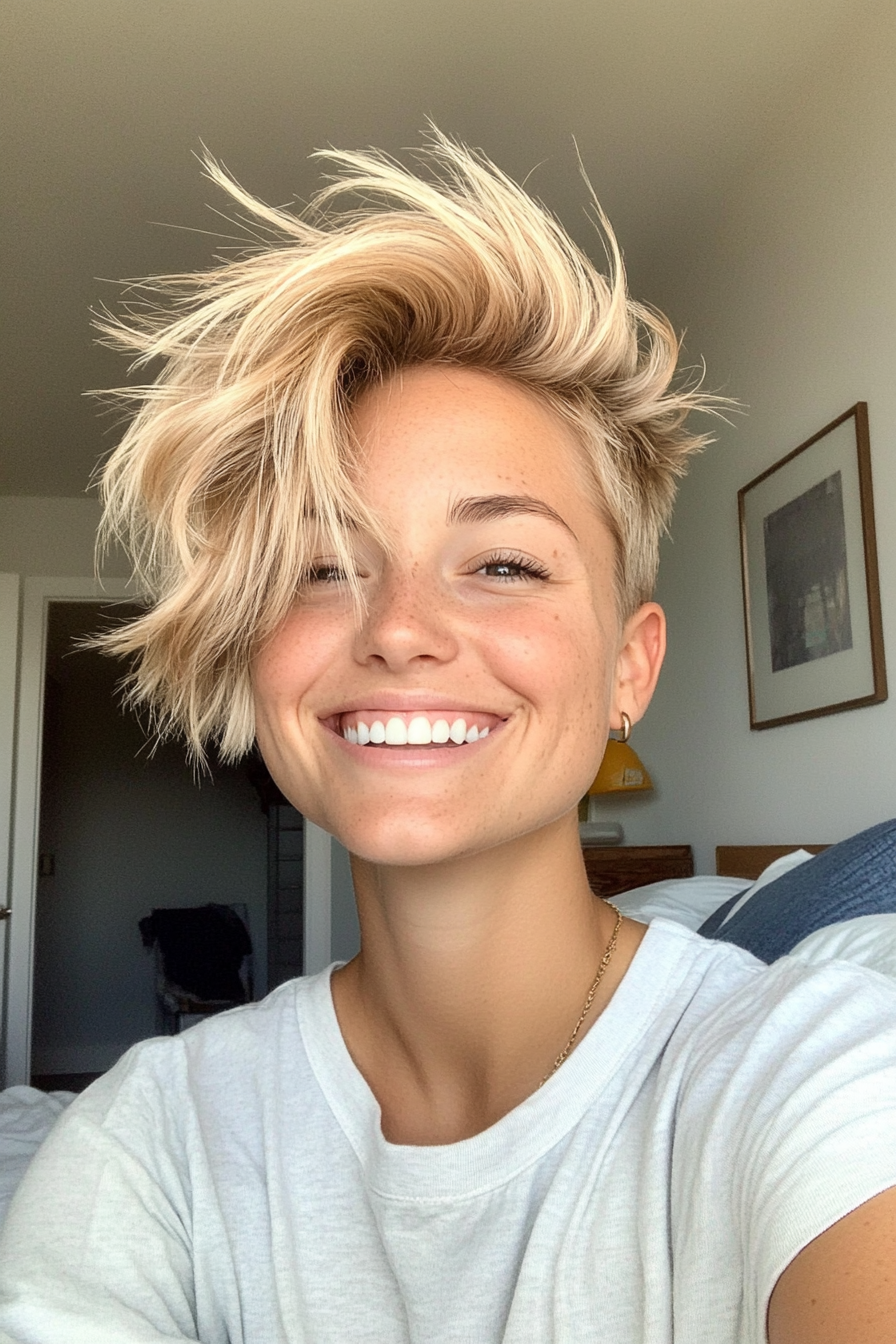 1. Sandy Blonde Textured Faux Hawk (Faux Hawk Haircuts For Women) - Faux Hawk Haircuts For Women