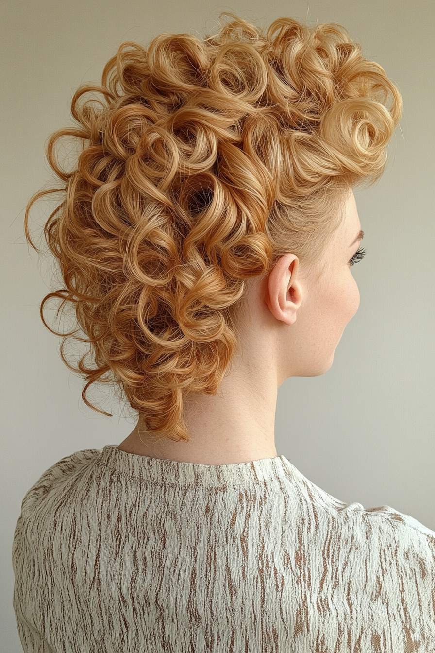 4. Golden Blonde Curly Faux Hawk (Faux Hawk Haircuts For Women) - Faux Hawk Haircuts For Women