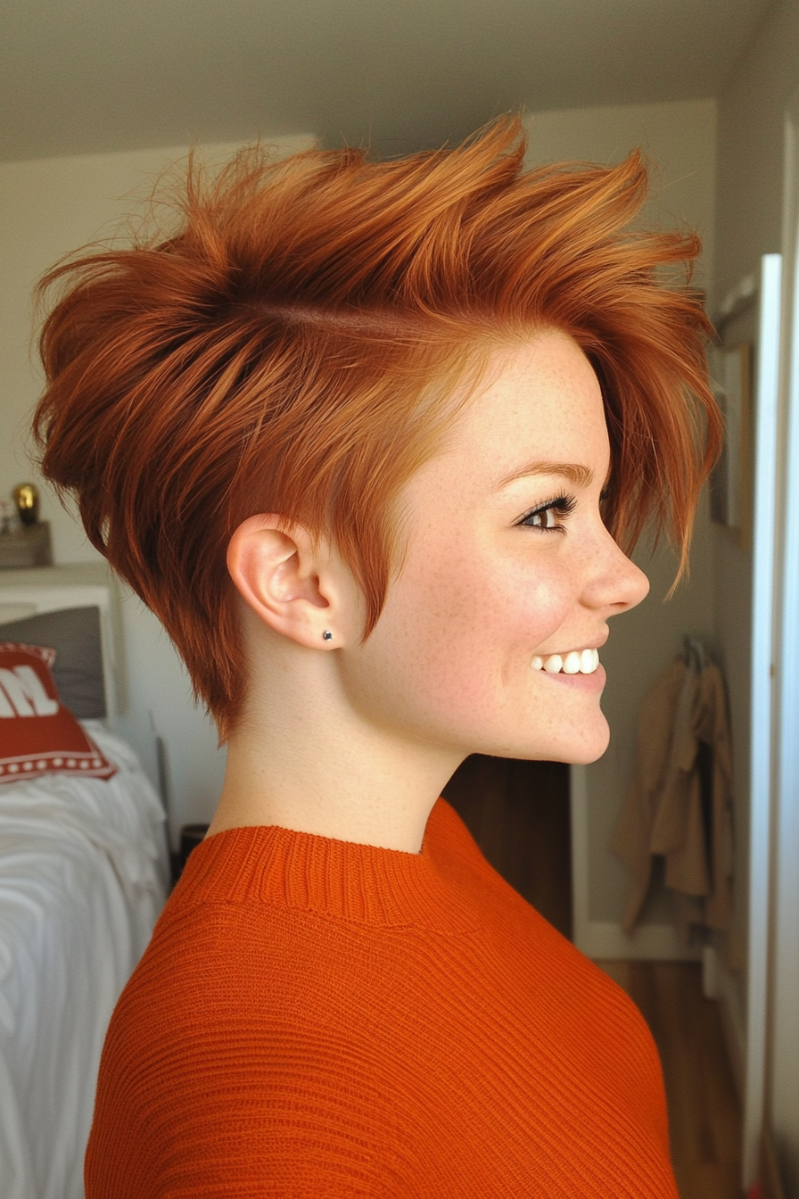 14. Soft Auburn Faux Hawk with Wispy Layers (Faux Hawk Haircuts For Women) - Faux Hawk Haircuts For Women