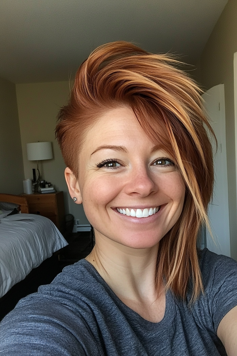 22. Medium Auburn Faux Hawk with Layered Bangs (Faux Hawk Haircuts For Women) - Faux Hawk Haircuts For Women