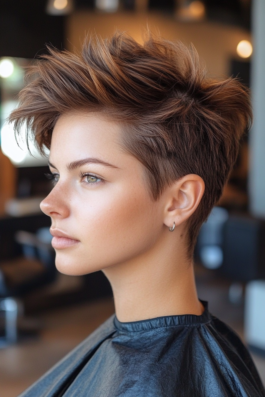 24. Walnut Brown Faux Hawk with Razor Layers (Faux Hawk Haircuts For Women) - Faux Hawk Haircuts For Women