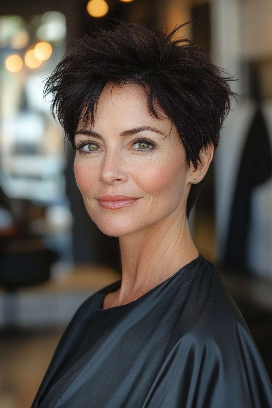 22. Dark Brunette Mini Fauxhawk (Funky Haircuts For Women Over 50) - Funky Haircuts For Women Over 50