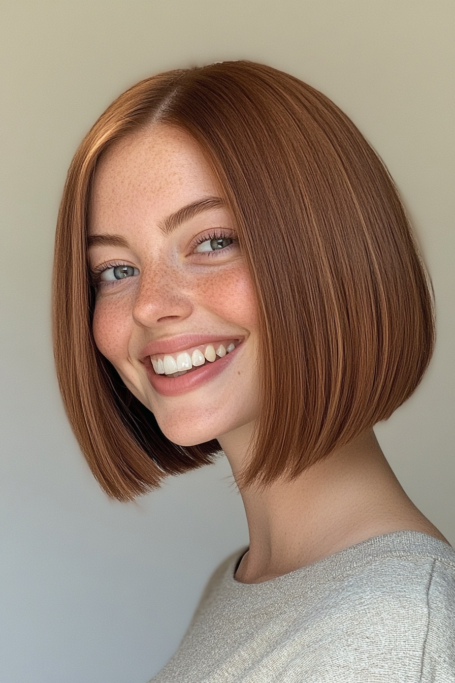 2. Classic Bob with Warm Chestnut Gloss (Hairstyles For Short Hair) - Hairstyles For Short Hair