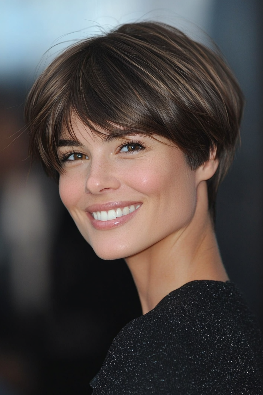 15. Layered Bowl Cut in Medium Ash Brown (Hairstyles For Short Hair) - Hairstyles For Short Hair