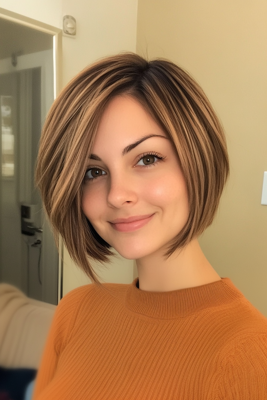 17. Short Inverted Bob in Light Golden Brown (Hairstyles For Short Hair) - Hairstyles For Short Hair