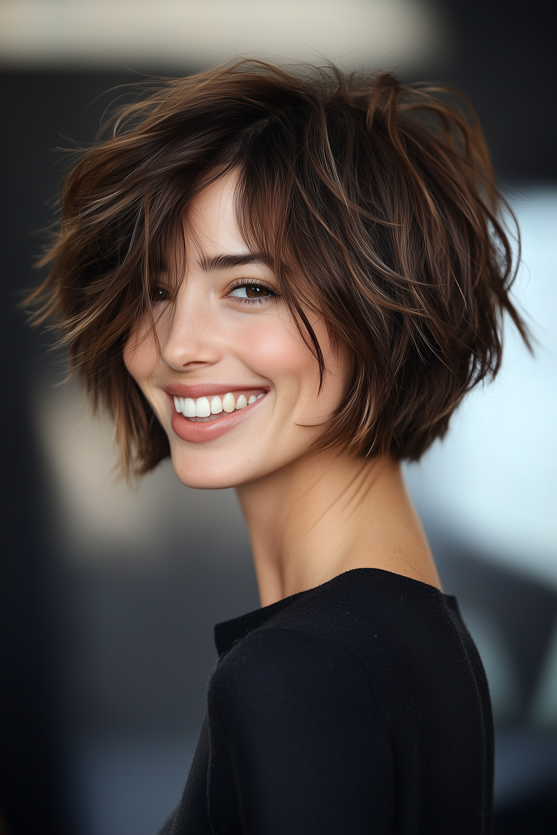 20. Mini Shag Bob in Natural Brunette (Hairstyles For Short Hair) - Hairstyles For Short Hair