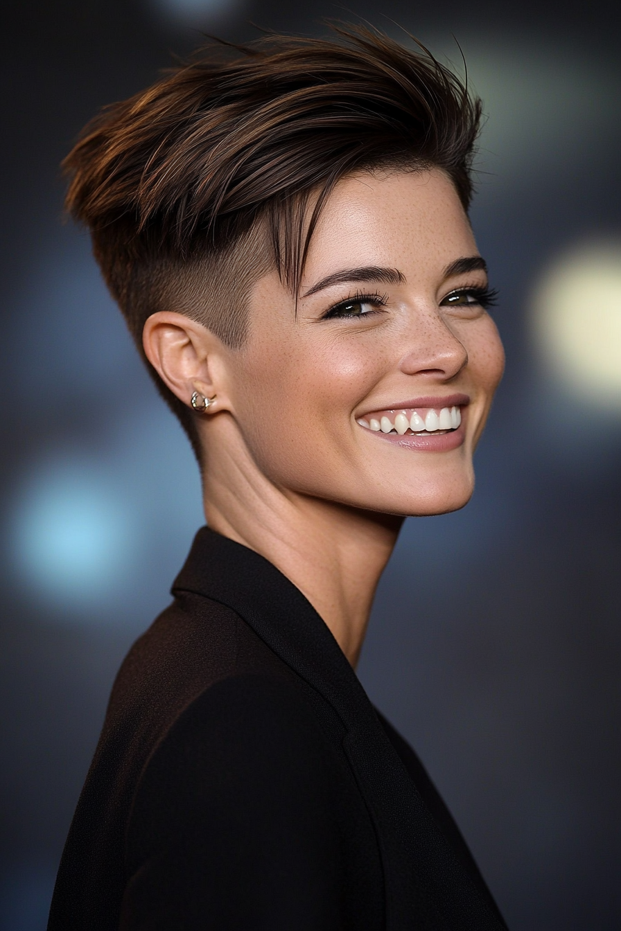 23. Undercut Pixie in Deep Brown (Hairstyles For Short Hair) - Hairstyles For Short Hair
