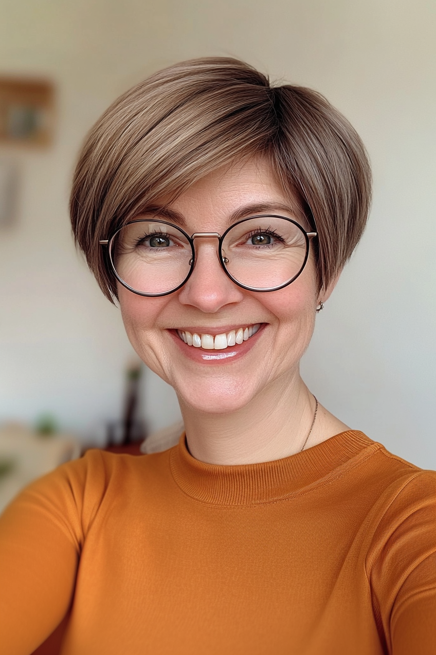 5. Soft Cocoa Pixie Bob (Pixie Haircuts For Women Over 50 With Glasses) - Pixie Haircuts For Women Over 50 With Glasses