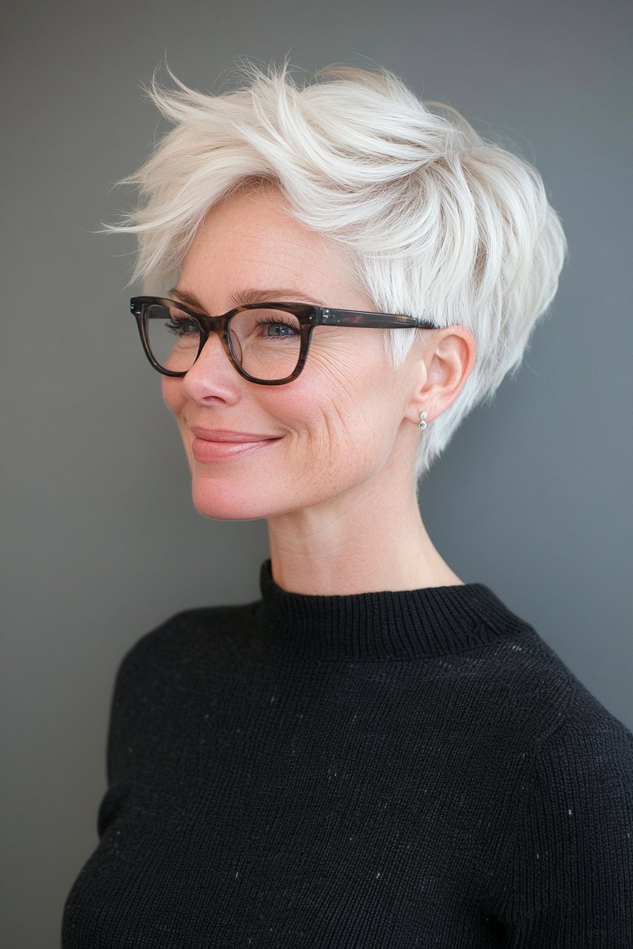 10. Icy Blonde Wispy Pixie (Pixie Haircuts For Women Over 50 With Glasses) - Pixie Haircuts For Women Over 50 With Glasses
