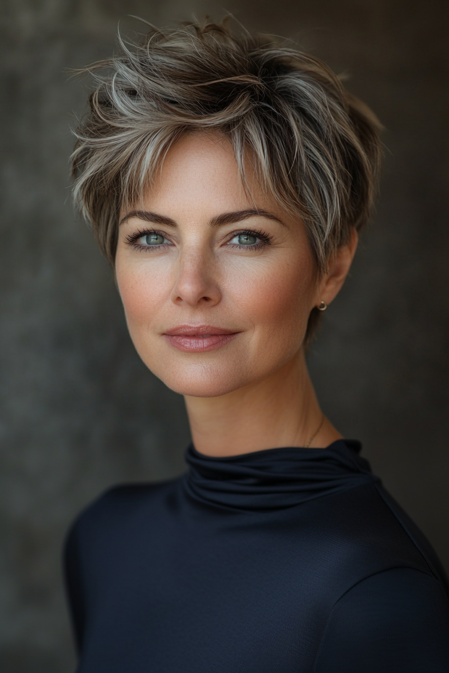 15. Tapered Pixie with Cool Medium Brown (Short Edgy Haircuts For Women Over 50) - Short Edgy Haircuts For Women Over 50