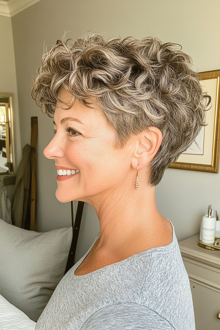19. Curly Crop with Soft Dark Blonde (Short Edgy Haircuts For Women Over 50) - Short Edgy Haircuts For Women Over 50