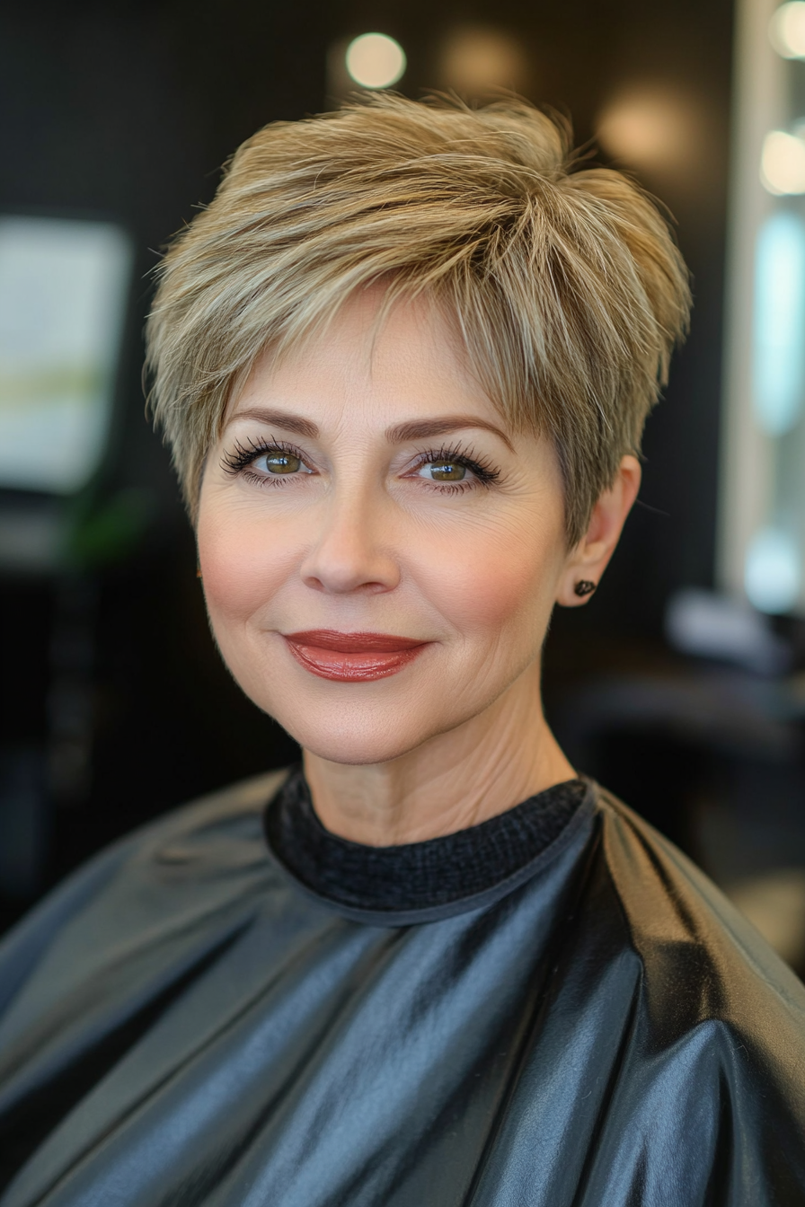 21. Angular Short Cut with Golden Brown (Short Edgy Haircuts For Women Over 50) - Short Edgy Haircuts For Women Over 50