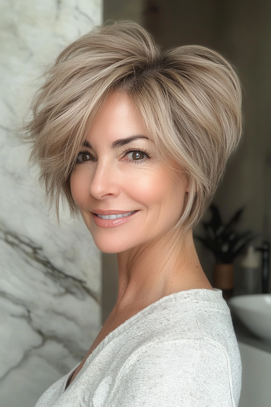 24. Short Razored Shag with Light Brown (Short Edgy Haircuts For Women Over 50) - Short Edgy Haircuts For Women Over 50