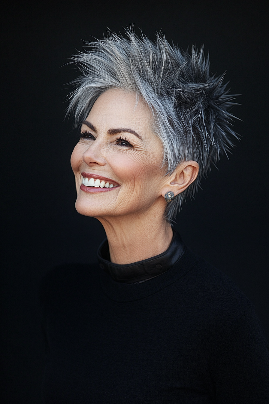 3. Edgy Charcoal Gray Crop (Spiky Hairstyles For Women Over 60) - Spiky Hairstyles For Women Over 60