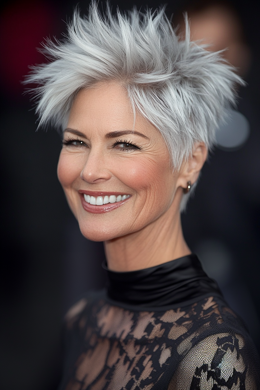 4. Icy Platinum Spiky Cut (Spiky Hairstyles For Women Over 60) - Spiky Hairstyles For Women Over 60