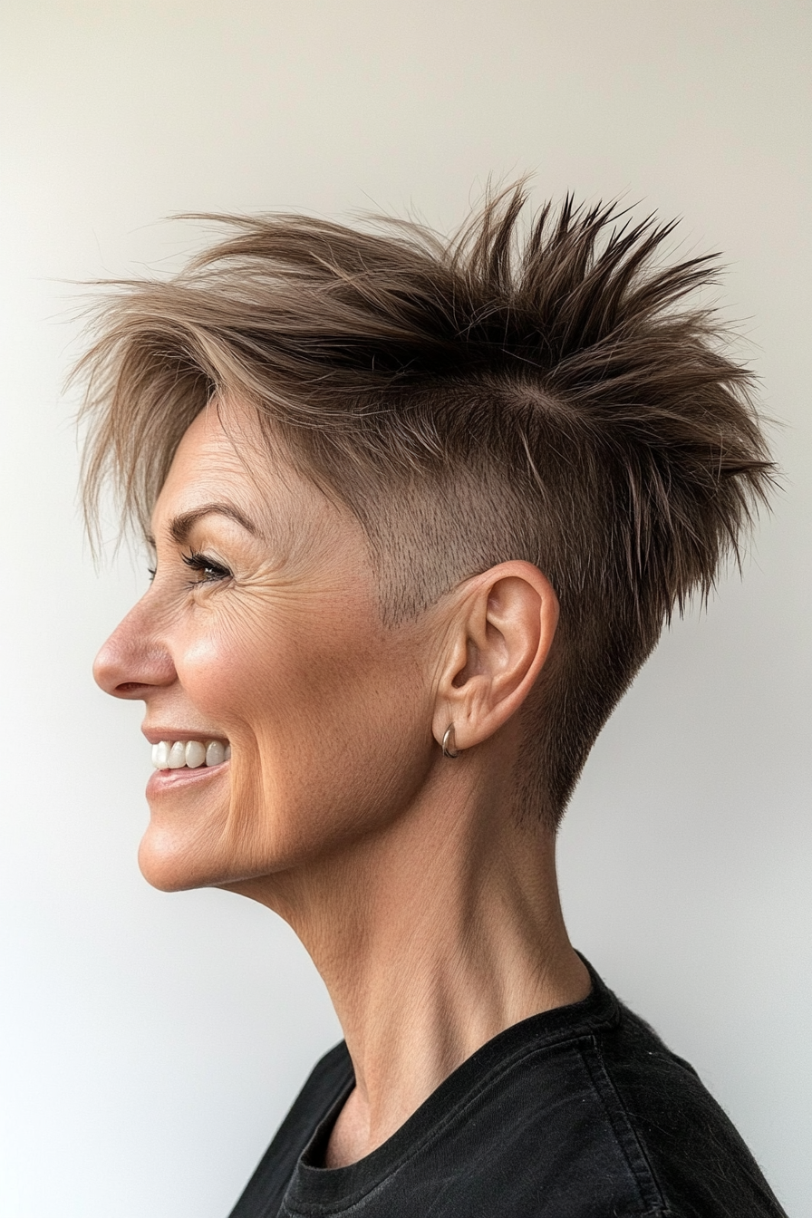14. Mink Brown Spiked Undercut (Spiky Hairstyles For Women Over 60) - Spiky Hairstyles For Women Over 60