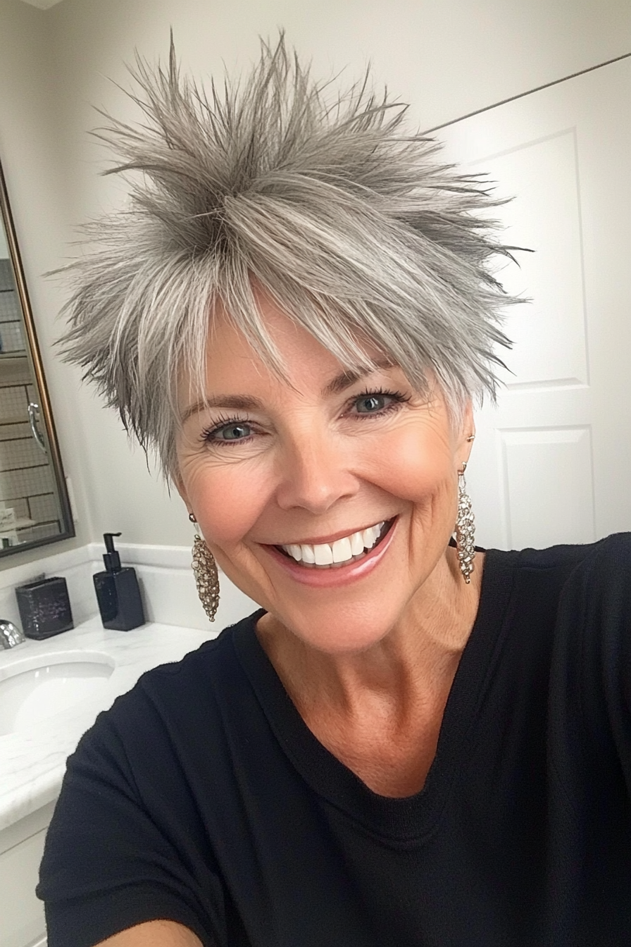 16. Pearl Gray Textured Crop (Spiky Hairstyles For Women Over 60) - Spiky Hairstyles For Women Over 60