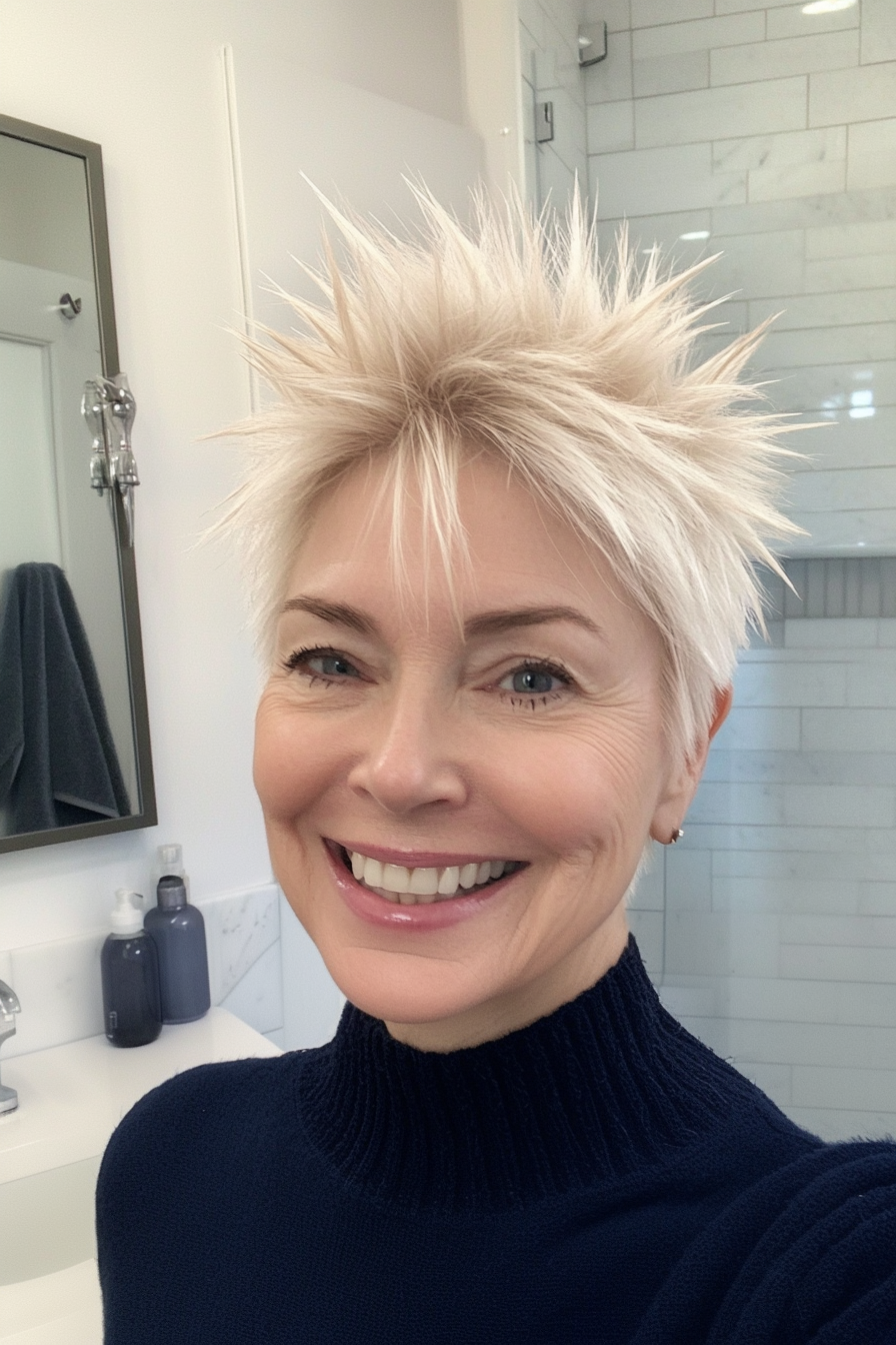 18. Champagne Blonde Spiky Cut (Spiky Hairstyles For Women Over 60) - Spiky Hairstyles For Women Over 60
