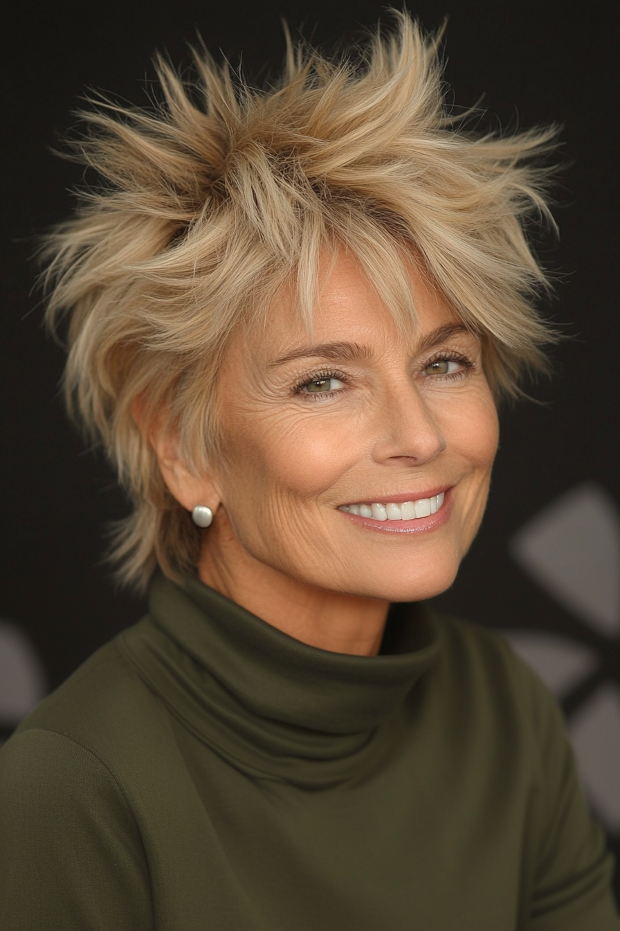 20. Honey Blonde Tousled Spiky Cut (Spiky Hairstyles For Women Over 60) - Spiky Hairstyles For Women Over 60