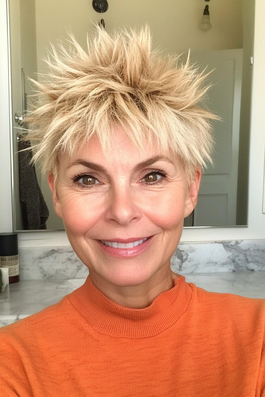 22. Golden Blonde Textured Crop (Spiky Hairstyles For Women Over 60) - Spiky Hairstyles For Women Over 60