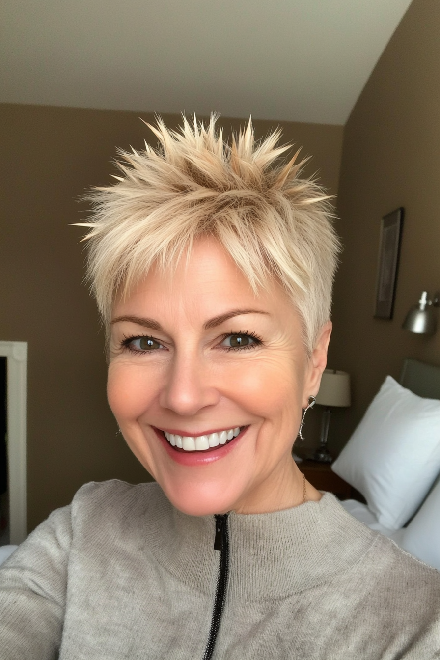13. Warm Honey Blonde Spiked Crop (Spiky Short Haircuts For Women Over 60) - Spiky Short Haircuts For Women Over 60