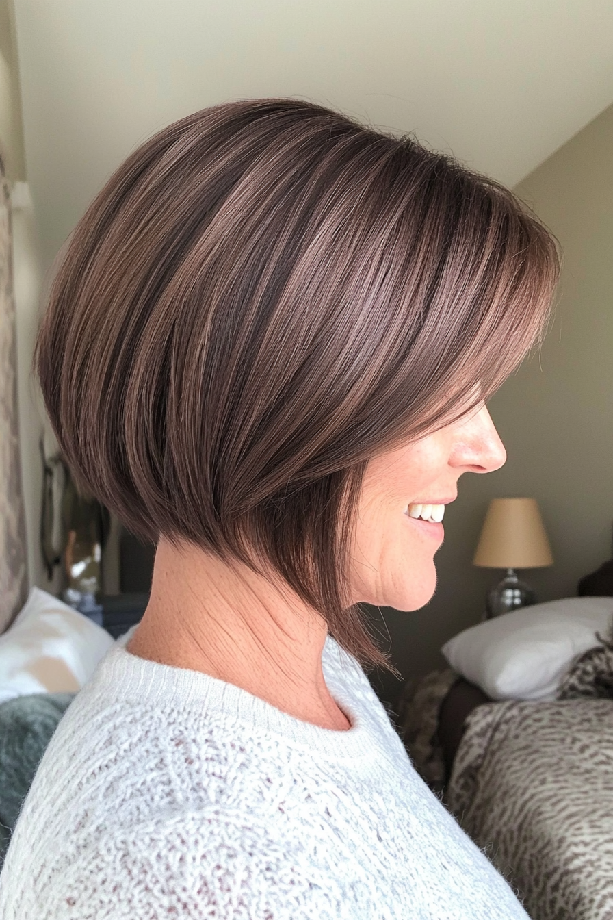 4. Tapered Charcoal Brown Pixie (Straight Hairstyles For Older Women) - Straight Hairstyles For Older Women
