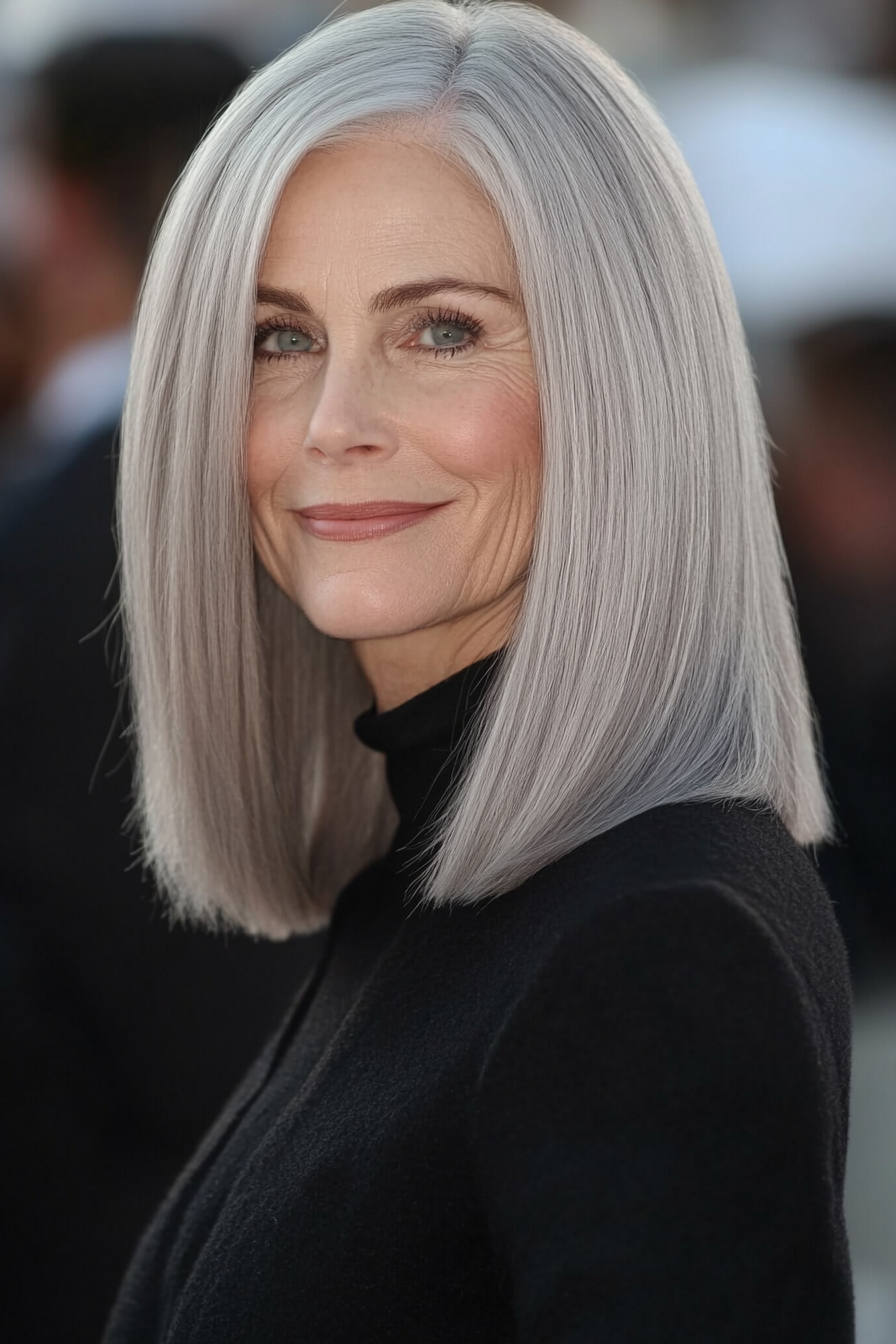 11. Ivory Gray Sleek Pageboy (Straight Hairstyles For Older Women) - Straight Hairstyles For Older Women