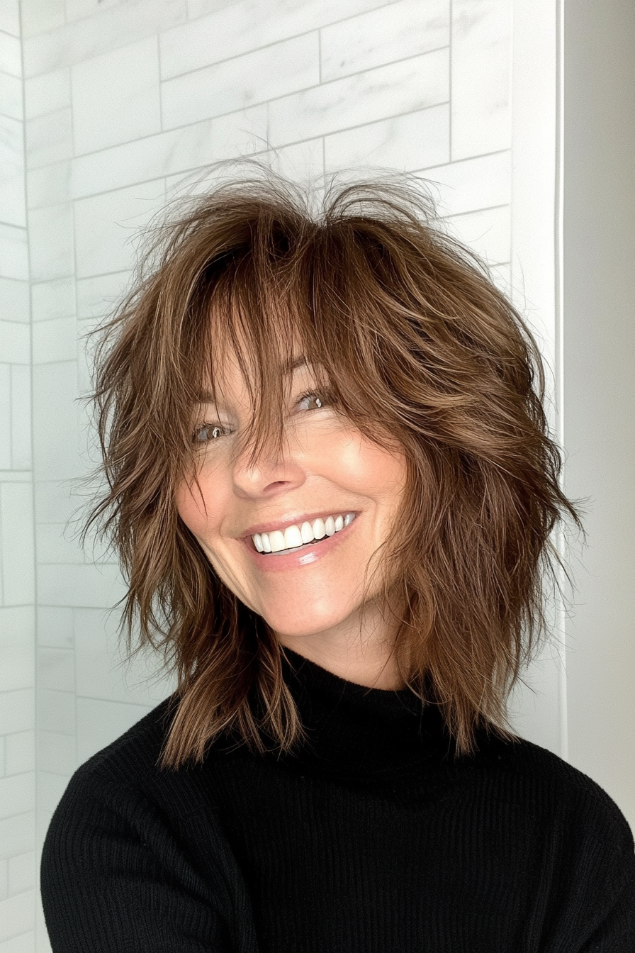 5. Shaggy Mid-Length Cut (Summer Hair Trends For Women Over 40) - Summer Hair Trends For Women Over 40