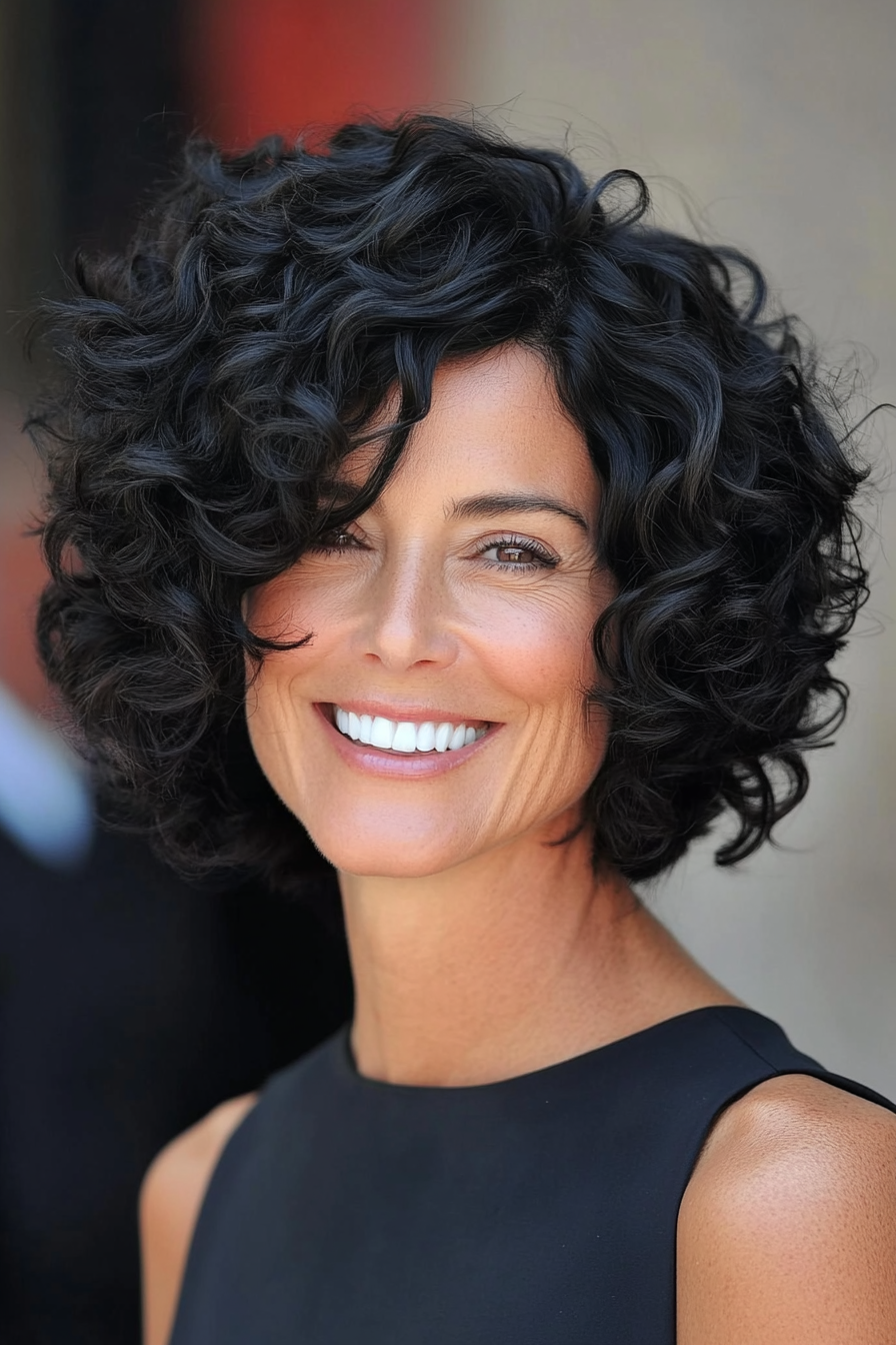 6. Curly Bob with Side Part (Summer Hair Trends For Women Over 40) - Summer Hair Trends For Women Over 40