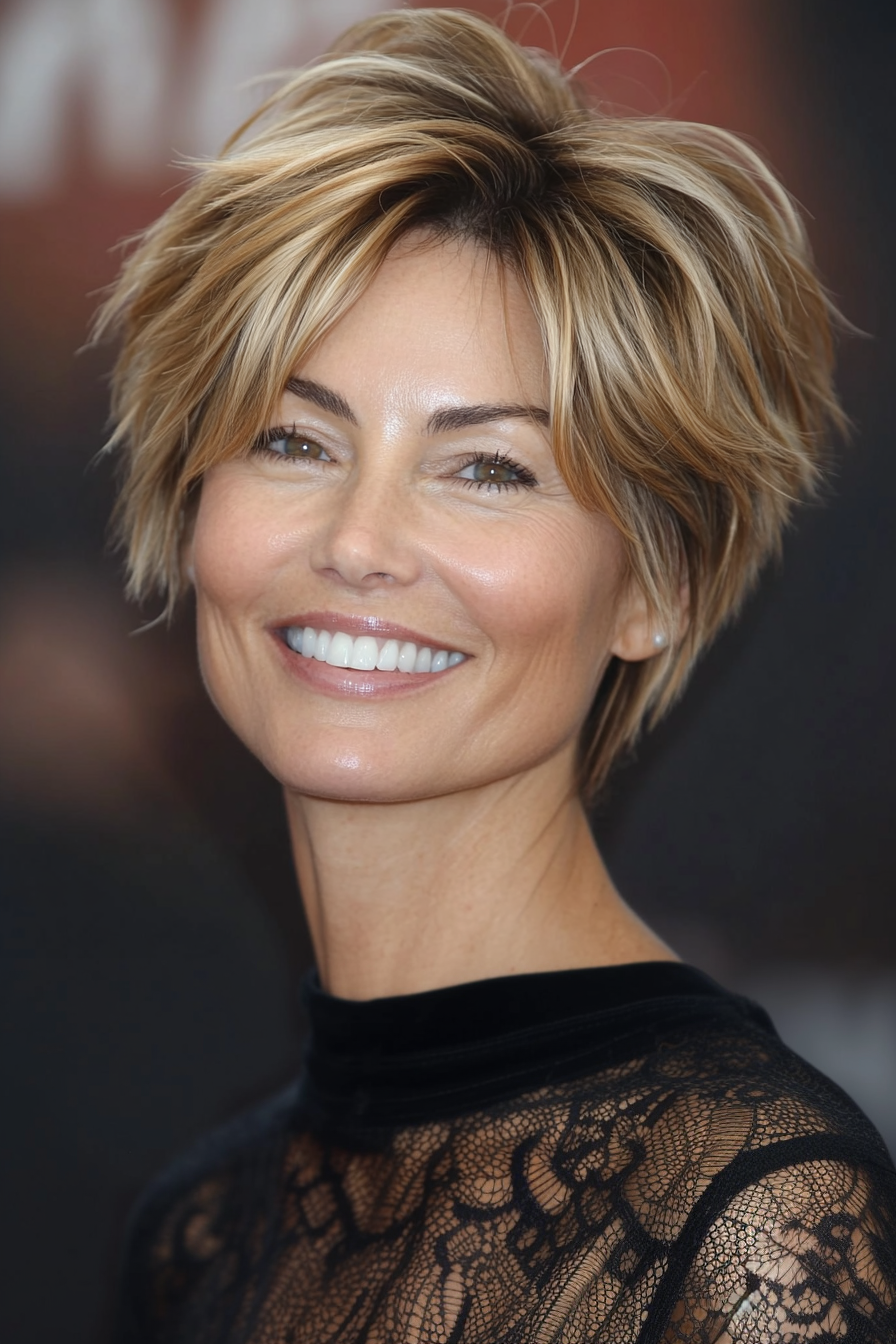 13. Wispy Pixie with Highlights (Summer Hair Trends For Women Over 40) - Summer Hair Trends For Women Over 40