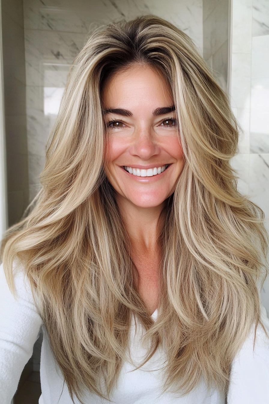 15. Long Shag with Highlights (Summer Hair Trends For Women Over 40) - Summer Hair Trends For Women Over 40
