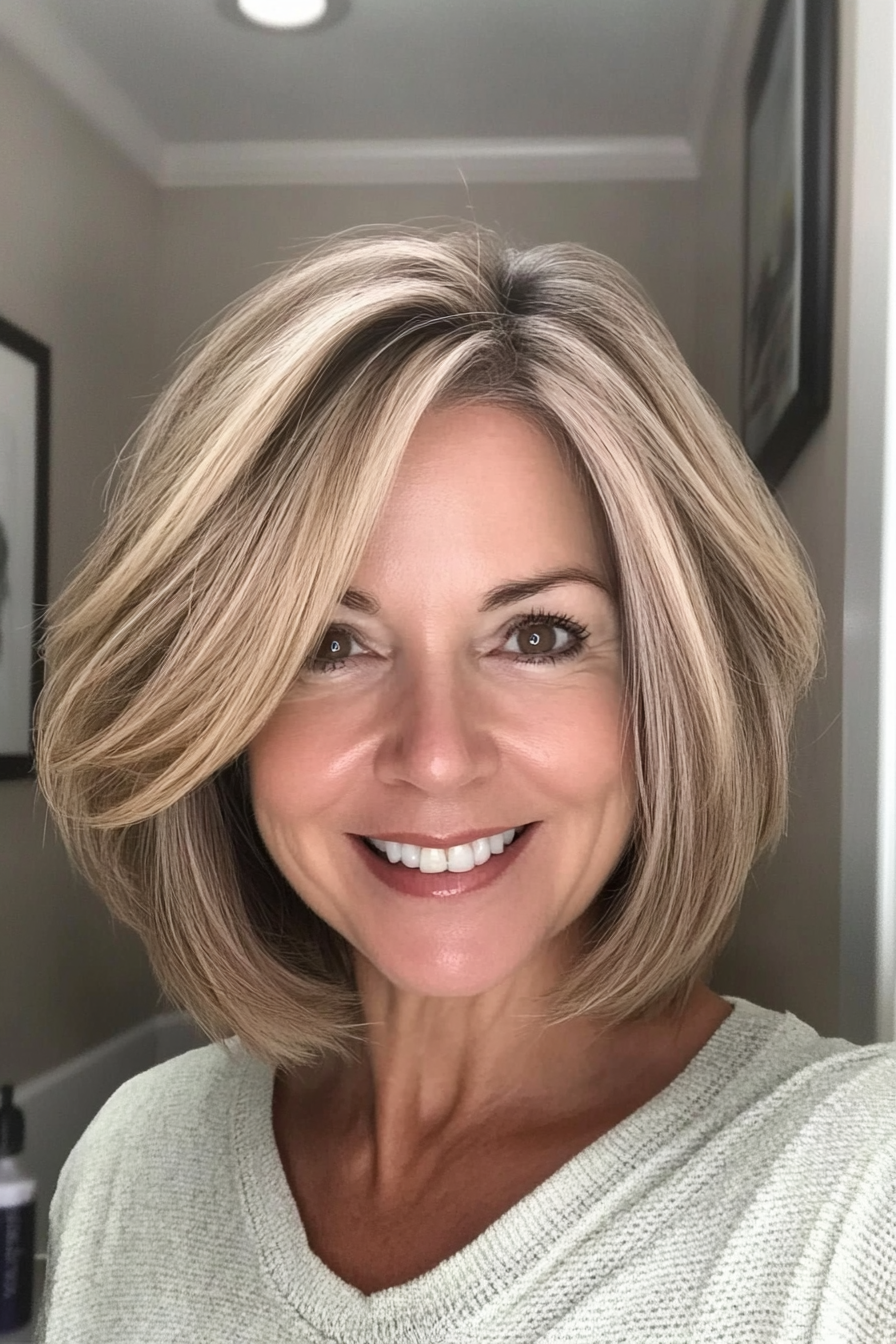 20. Stacked Bob with Light Layers (Summer Hair Trends For Women Over 40) - Summer Hair Trends For Women Over 40