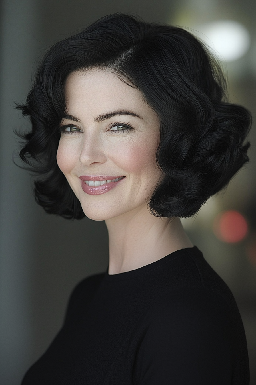 15. Soft Black Finger Waves Bob (Wedding Hairstyles For Older Women) - Wedding Hairstyles For Older Women