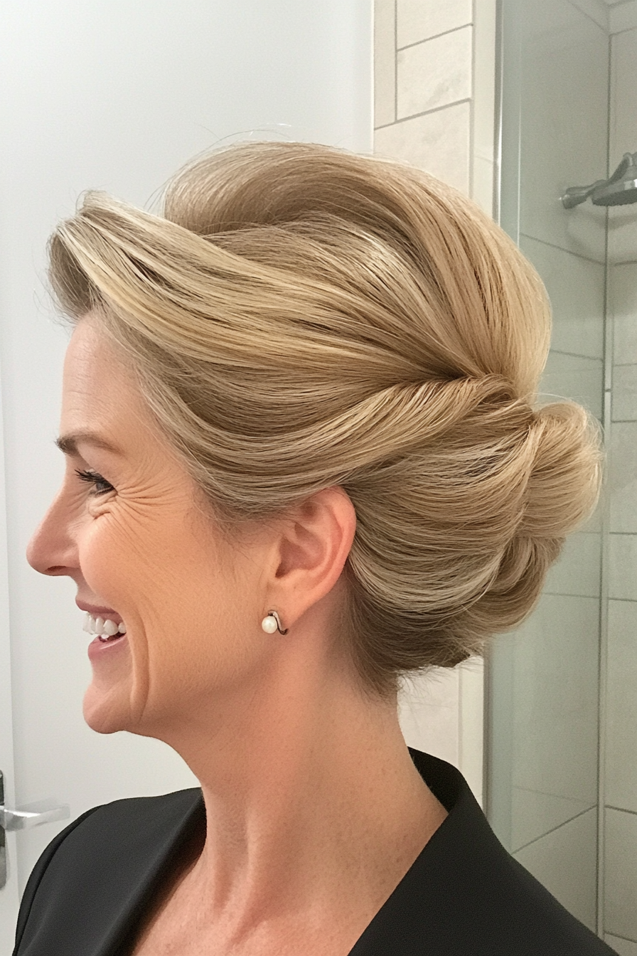 22. Dark Blonde Structured French Roll (Wedding Hairstyles For Older Women) - Wedding Hairstyles For Older Women