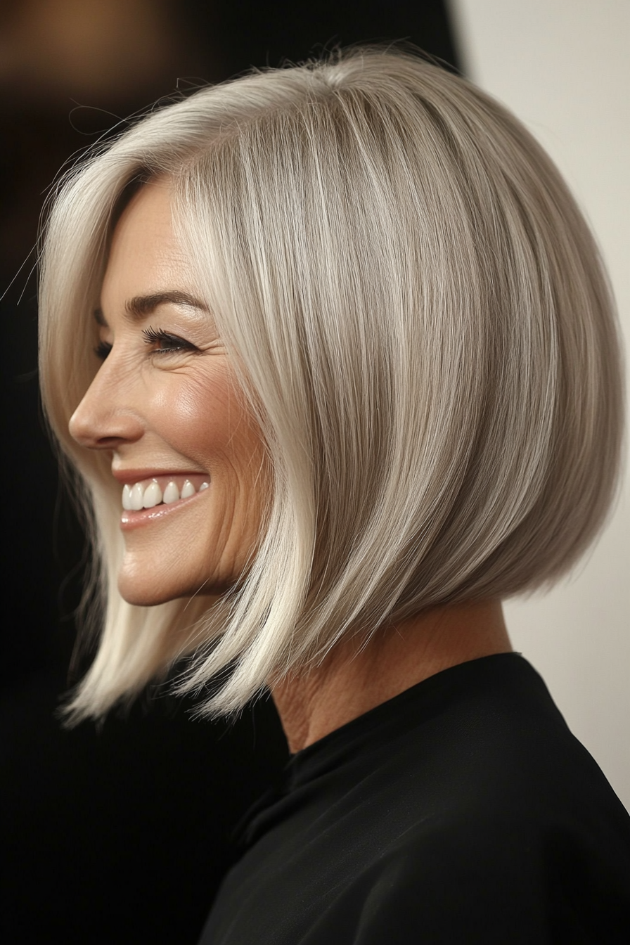 12. Angled Bob in Neutral Blonde (Youthful Bob Haircuts For Older Women) - Youthful Bob Haircuts For Older Women