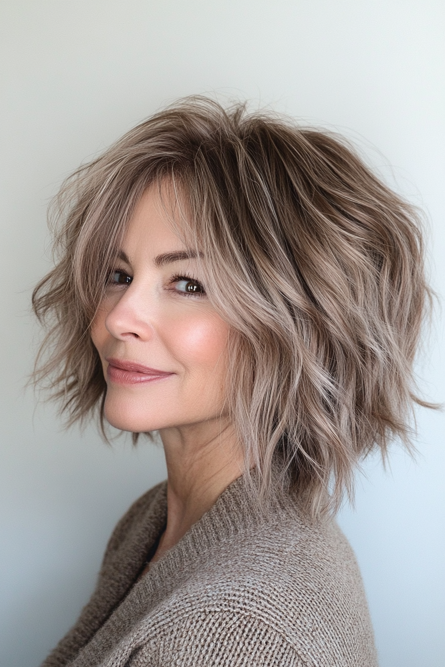 13. Shaggy Bob in Soft Brown (Youthful Bob Haircuts For Older Women) - Youthful Bob Haircuts For Older Women