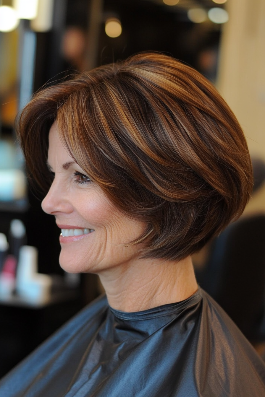 15. Inverted Bob in Medium Brown (Youthful Bob Haircuts For Older Women) - Youthful Bob Haircuts For Older Women